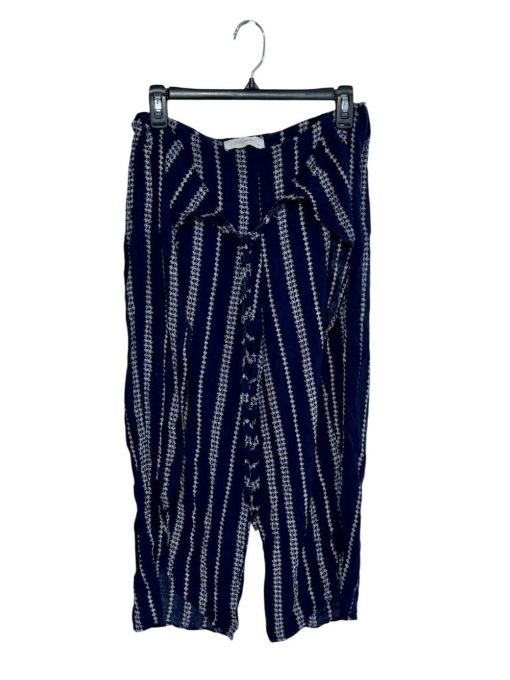 Blush Boutique Navy Striped Patterned Womens Pants Lightweight Fabric Size L